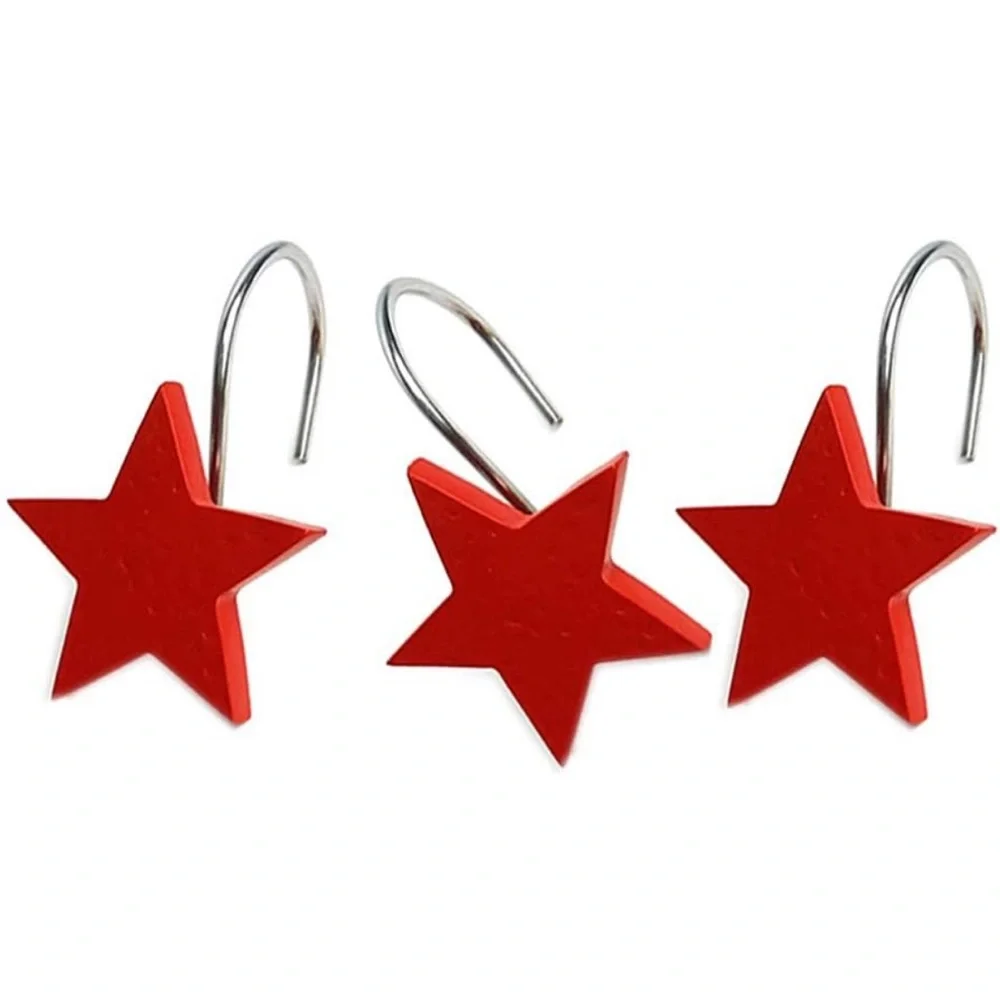 Set of 12 Creative Star Shower Curtain Hooks Resin